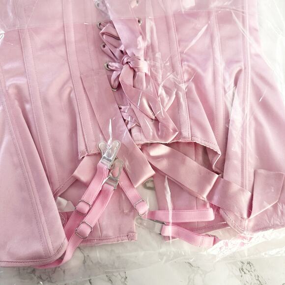 Scarlett Gasque Italian Pearl Basque Corset Size 34D/DD Pink 100% Silk brand new - Picture 8 of 8